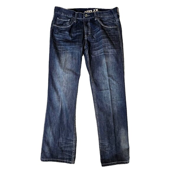 Helix Jeans Mens 34x30 Blue Slim Fit Bootcut  Denim Pants - Picture 1 of 9